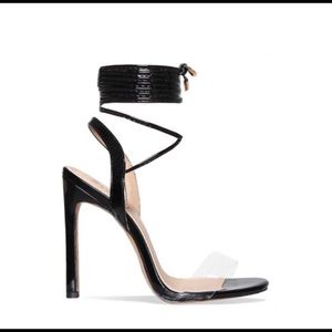 Black Clear Strap Heel